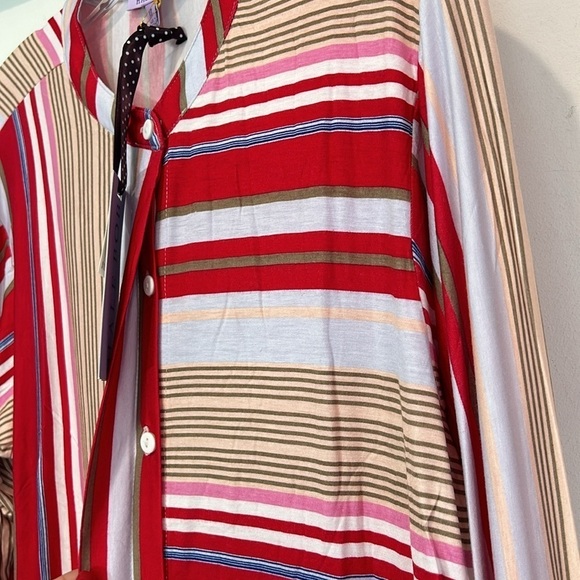 Hale Bob Holiday Striped Long Sleeve Sleep shirt bamboo sz XL women’s new w tags - Picture 7 of 8